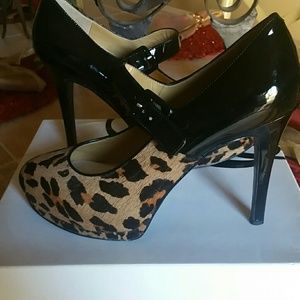 Leopard heels worn once..