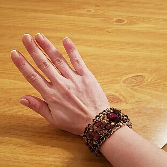 Brown copper sparkle cuff bracelet