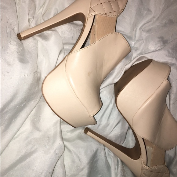 cream platform heels
