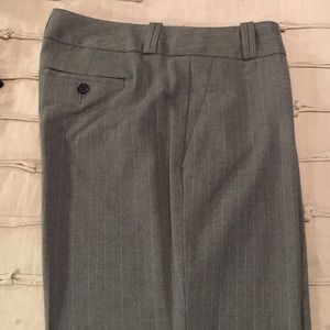 Gray flannel wide leg pinstripe pants