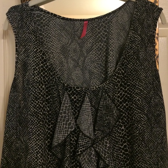 Snakeskin Print Ruffle Front Top - Picture 2 of 4