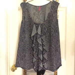 Snakeskin Print Ruffle Front Top