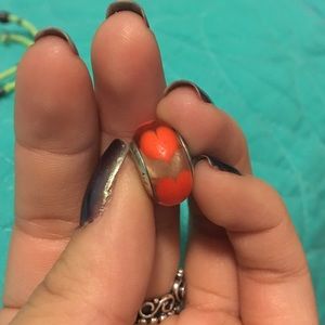 Orange heart glass charm!