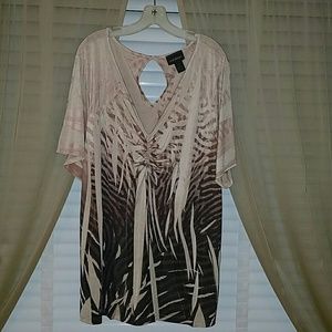 Plus size silky print blouse