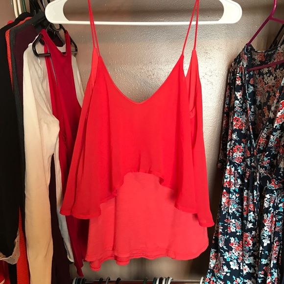 Flowy ruffle sheer tank