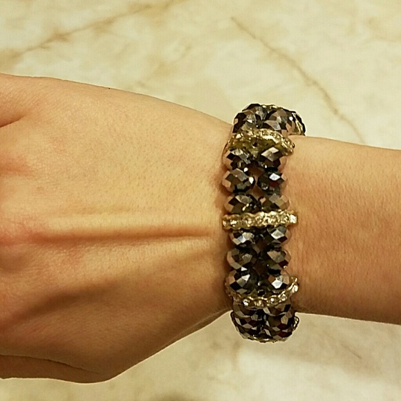 Silver iridescent statement rhinestone bracelet