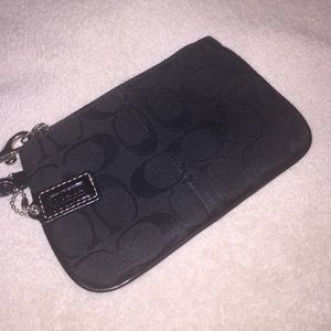 Coach black CC logo wristlet