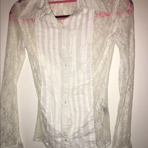 Sexy lace sheer button up