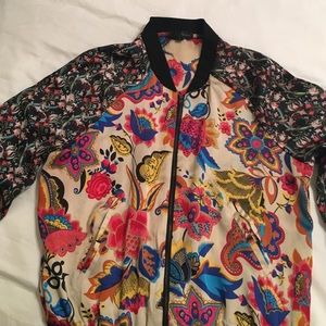 Floral print baseball jacket