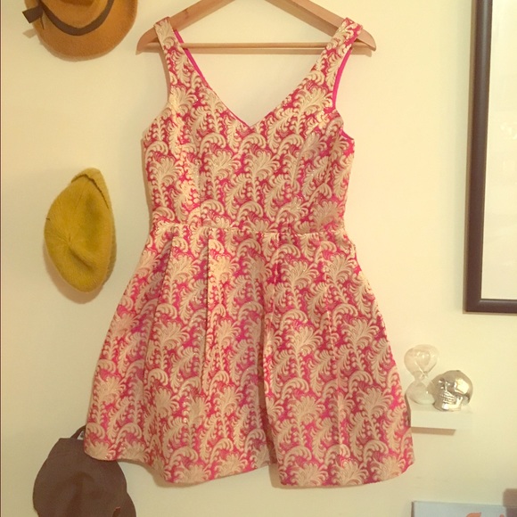 NWT Jealous Tomato pink & gold peek-a-boo dress