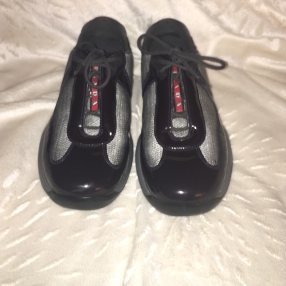 Purple Paten leather Prada shoes