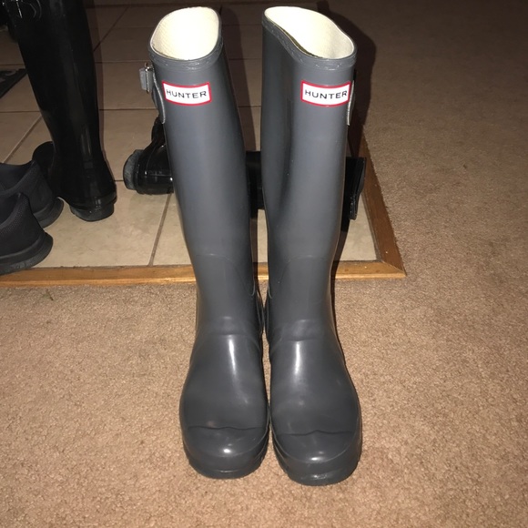Gray hunter boots