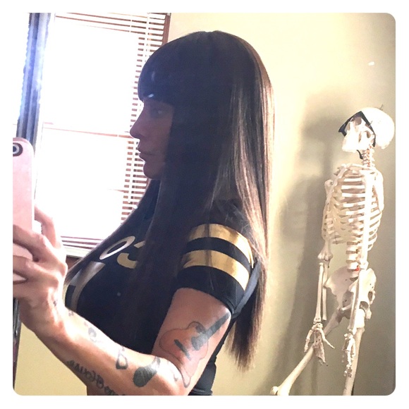 REMY wig brown with bangs