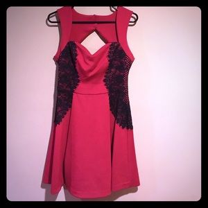 Xoxo red and black laced party dress