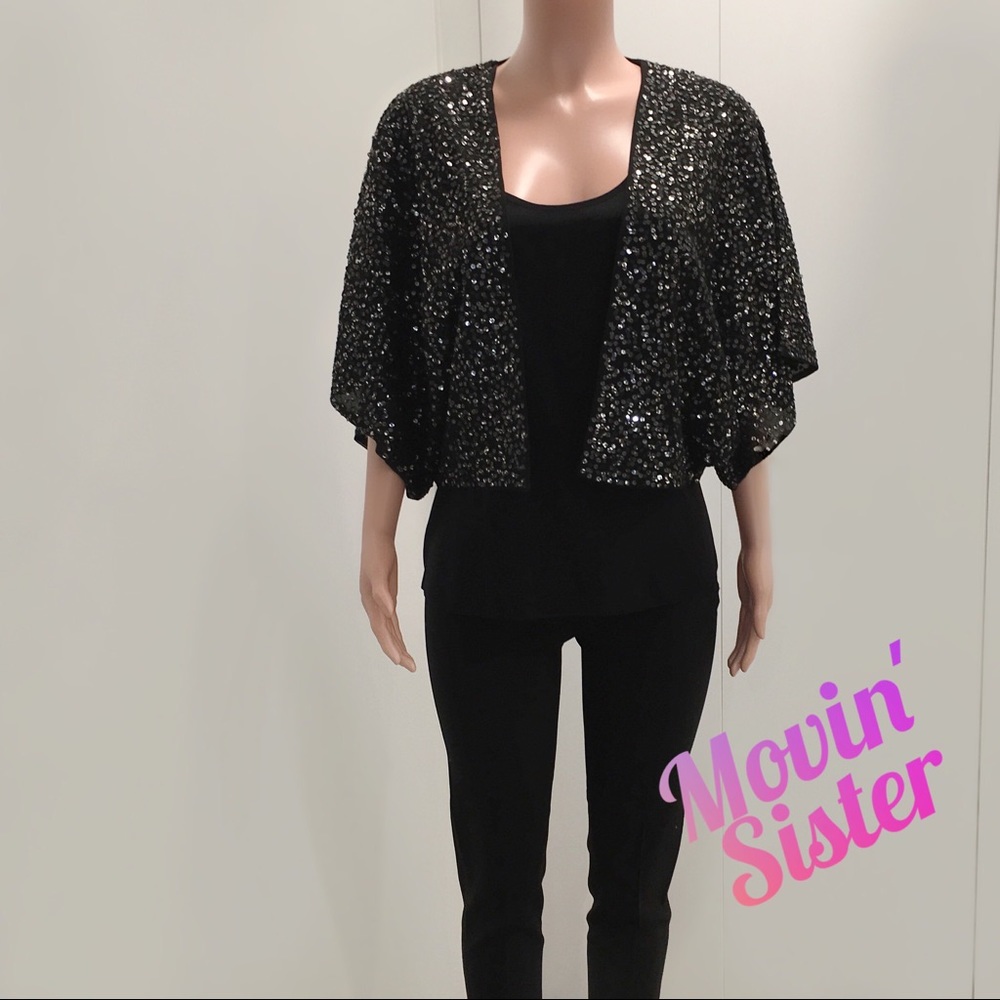 Halogen Sequin Top; Sz M, NWOT, black