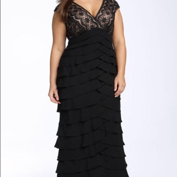 Adrianna Papell floor length shutter gown