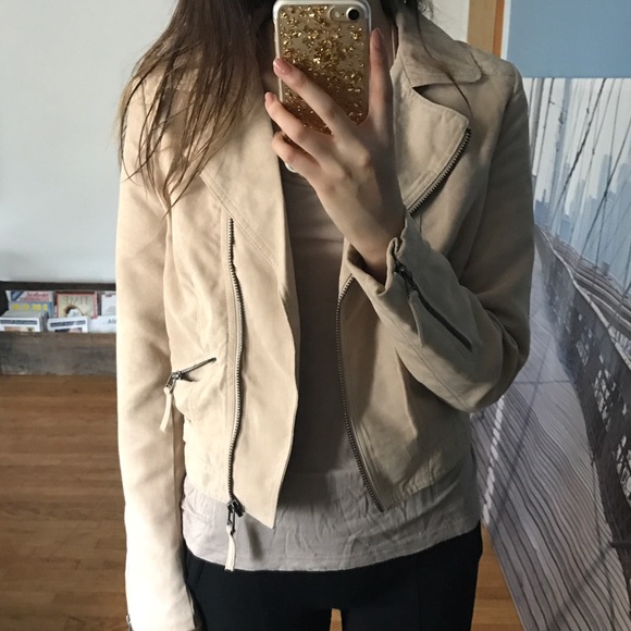 h&m faux suede biker jacket