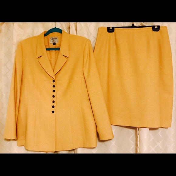 Ladies Mustard 2-Piece Lined Suit, Size 14