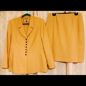 Ladies Mustard 2-Piece Lined Suit, Size 14