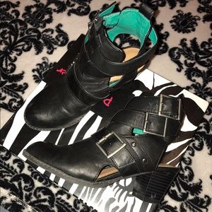 Black Ankle Booties with Buckles