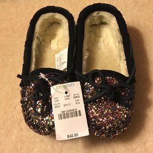 J crew crew cuts faux shearling moccasins