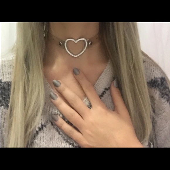 Silver Heart Clear Choker with Free Choker