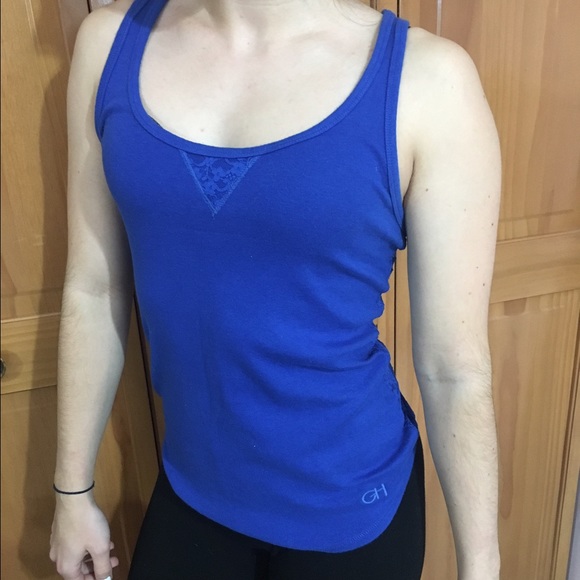 Lace blue racerback tank top