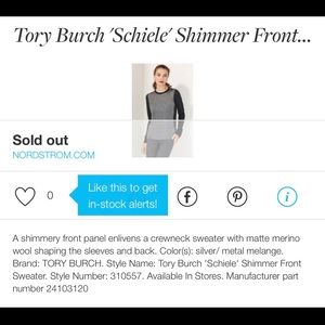 Tory Burch 'Schiele' Shimmer Front Sweater