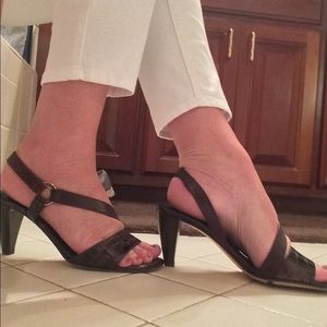 Brighton croc leather sandals.