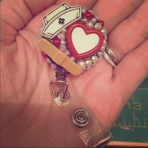 Rhinestone badge reel -ID holder