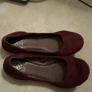 Vince camuto burgundy suede flats.  New