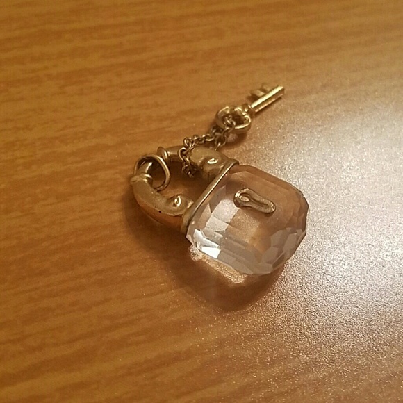 SWAROVSKI CRYSYAL lock and 14k gold key pendant