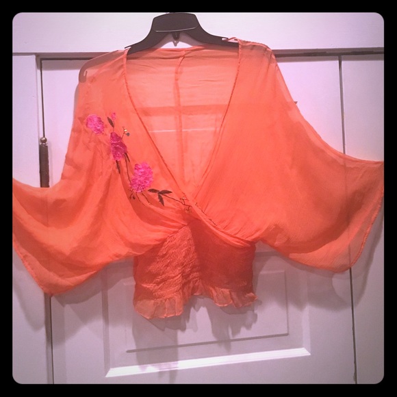 Silk embroidered blouse