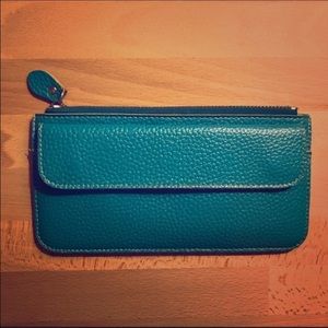 Teal faux leather wallet