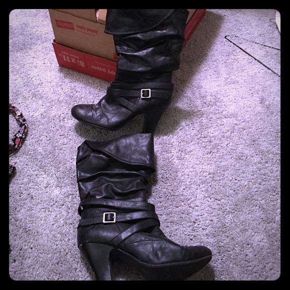 Slouched black boots