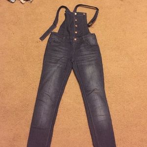 Skinny jean overalls