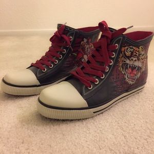 Ed Hardy Rubber Rain Boots Size 8