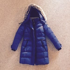 Royal Blue Long Winter Puffer Jacket
