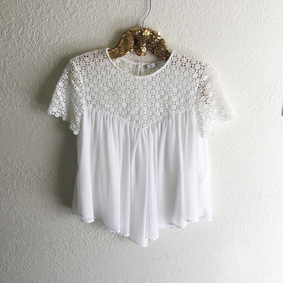 HOLD UNTIL 4/29 Zara Crochet Chiffon Top - Picture 2 of 5