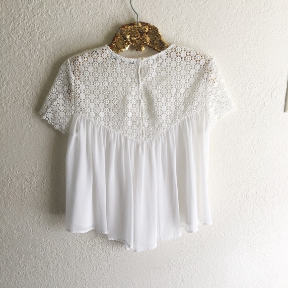 HOLD UNTIL 4/29 Zara Crochet Chiffon Top - Picture 3 of 5