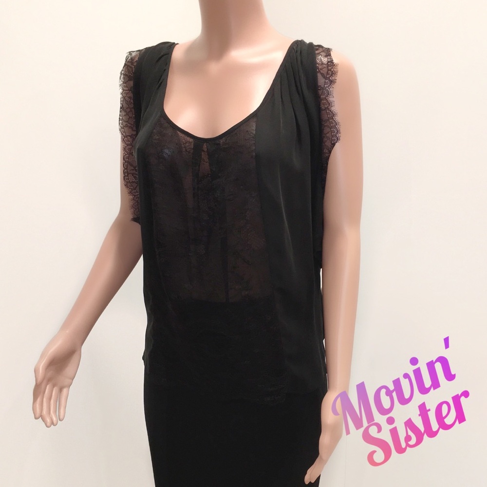 Joie Versaille Silk Blouse, SZ M, Caviar/Blk, NWT!