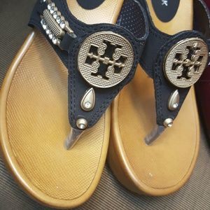 Sequined Wedge Sandals