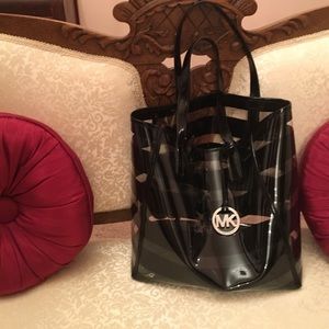 Striped transparent tote