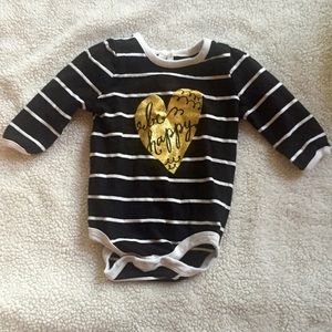 Striped onesie with gold heart