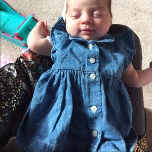 Denim dress with embroidered spots