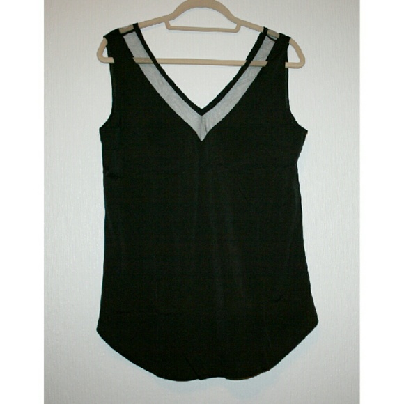 ⚡LAST ONE!⚡ Mesh Trim Deep V Chiffon Blouse NWOT - Picture 2 of 3