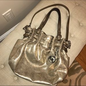 Michael Kors Edie Handbag Metallic/Gold Snakeskin