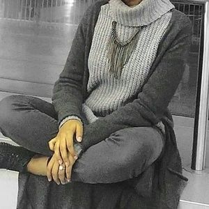 High low turtleneck sweater