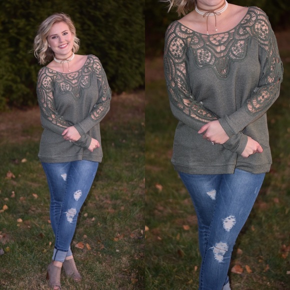 Olive green crochet top