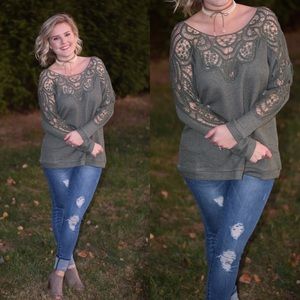 Olive green crochet top